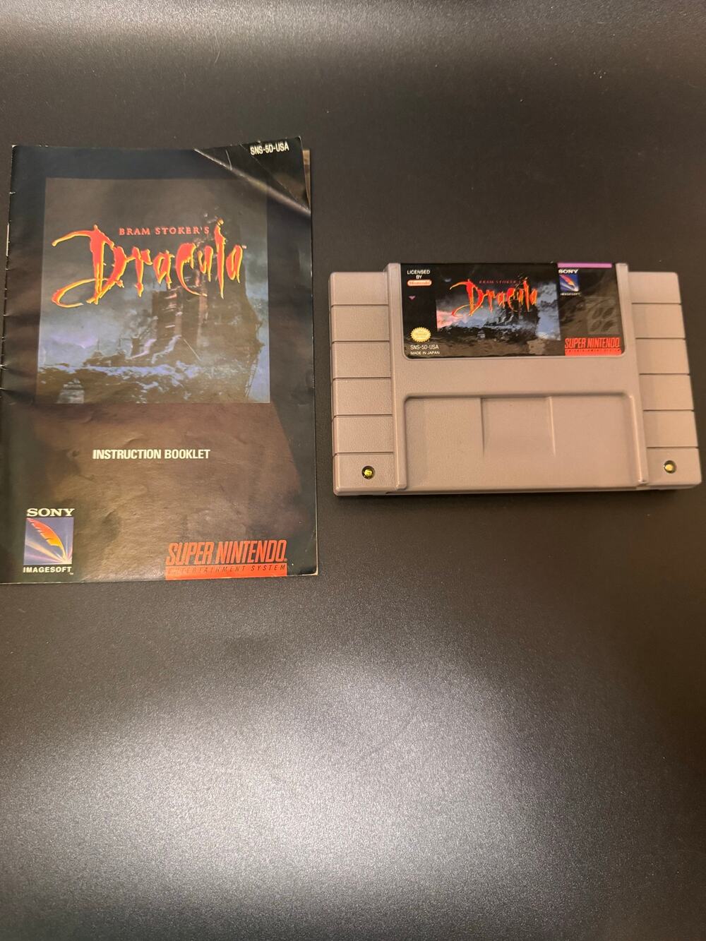 Super Nintendo Bram Stoker's Dracula video game w/manual
